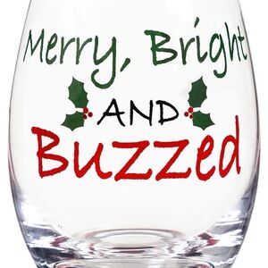 Merry, Bright and Buzzed Holiday Stemless Wine Glass